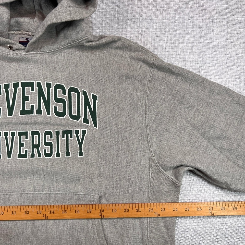 VTG Y2K Champion Reverse Weave Stevenson University Hoodie Men L Gray College - Picture 7 of 11